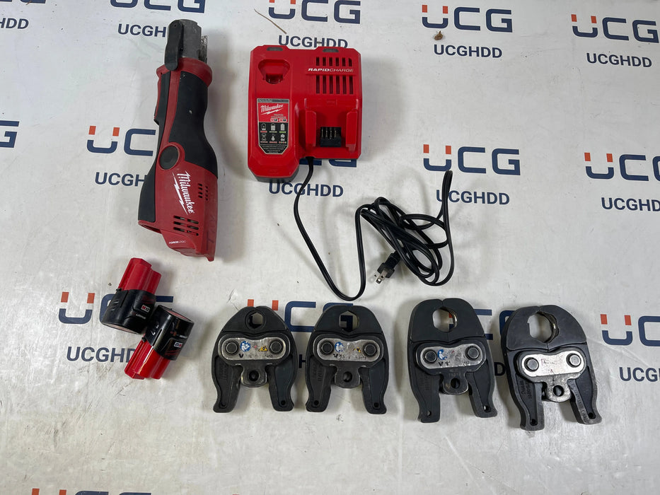 Used Milwaukee 2473-22 M12 Force Logic Press tool 1/2" - 1 1/4" Jaws Kit. Stock number: MW2