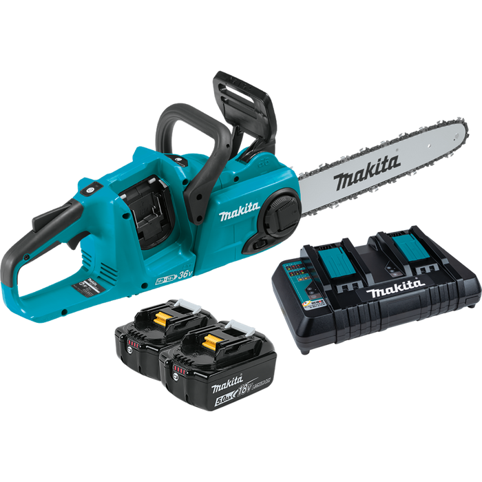 New Makita XCU03PT 36V LXT Lithium-Ion Brushless Cordless 14 in. Chain Saw Kit. Stock number: MK4