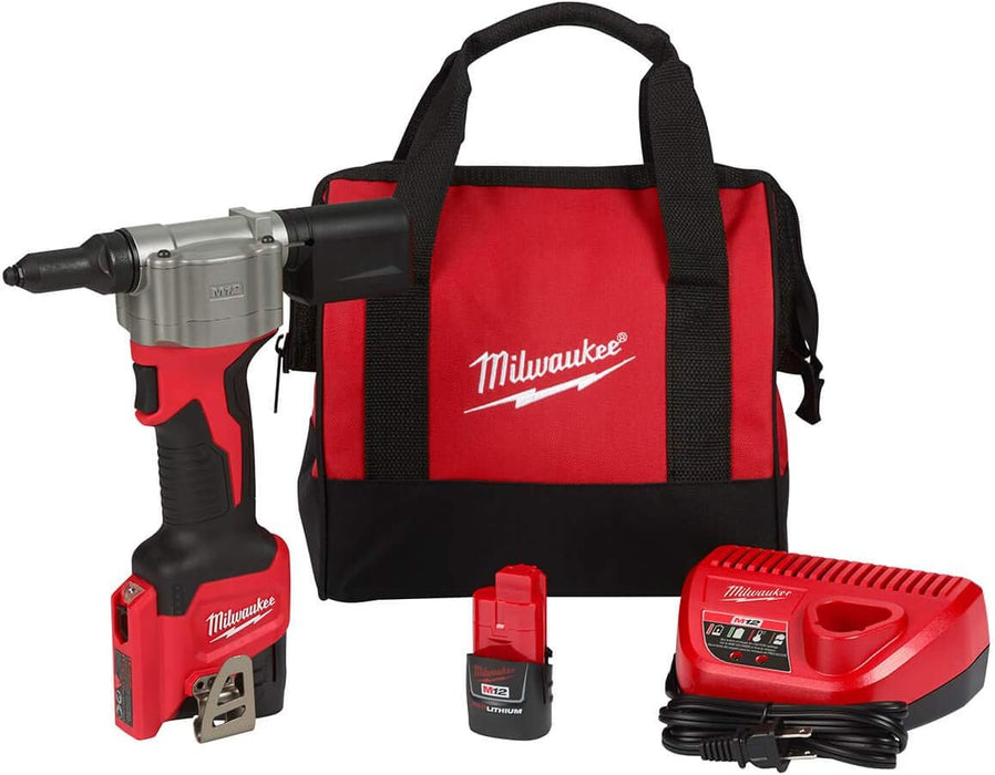 New Milwaukee M12 12-Volt Lithium-Ion Cordless Rivet Tool Kit. Stock number:MW2