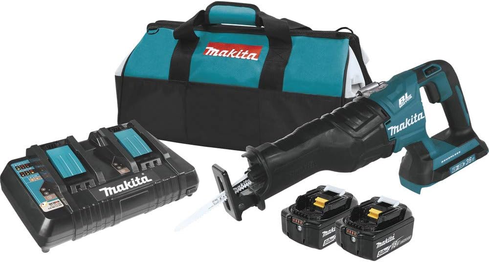 New Makita XRJ06PT 36V LXT Lithium-Ion Brushless Cordless Recipro Saw Kit. Stock number: MK2