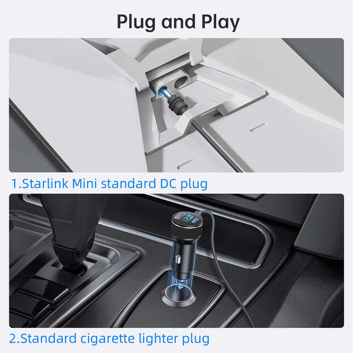 3 in 1 Car Charger for Starlink Mini DC Power Cable