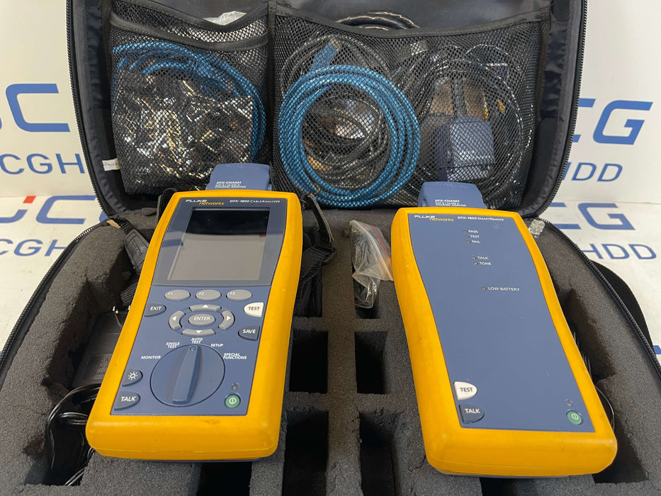 Used Fluke DTX-1800 Cat6a Digital Cable Analyzer. Stock number: FL1800