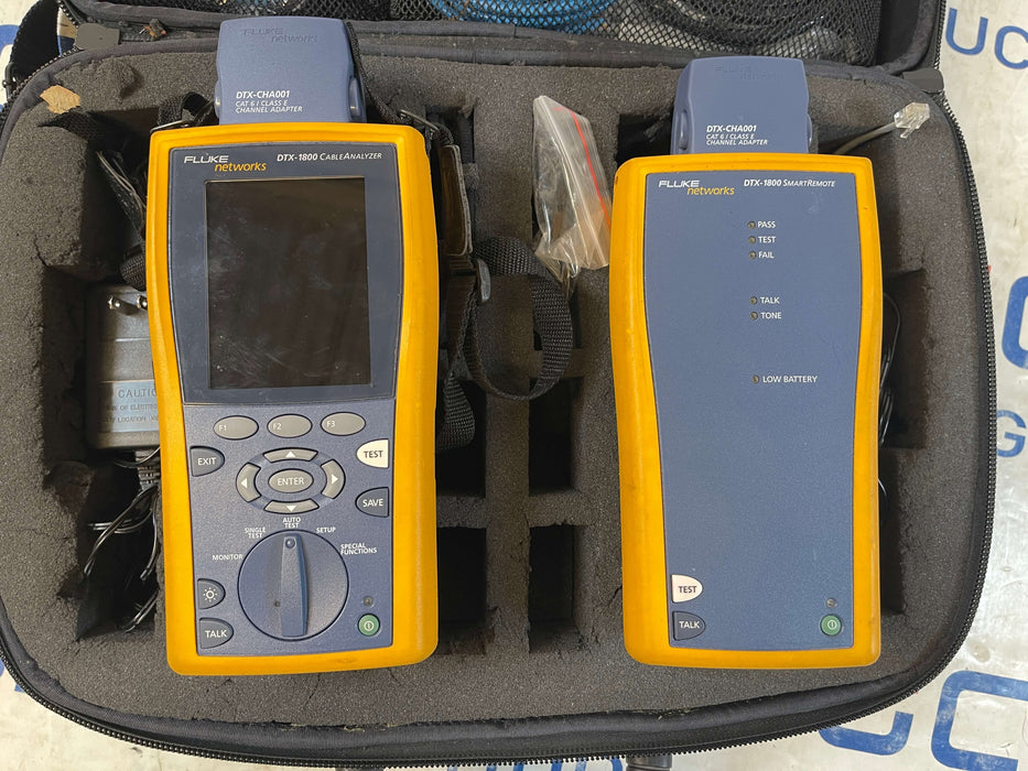 Used Fluke DTX-1800 Cat6a Digital Cable Analyzer. Stock number: FL1800