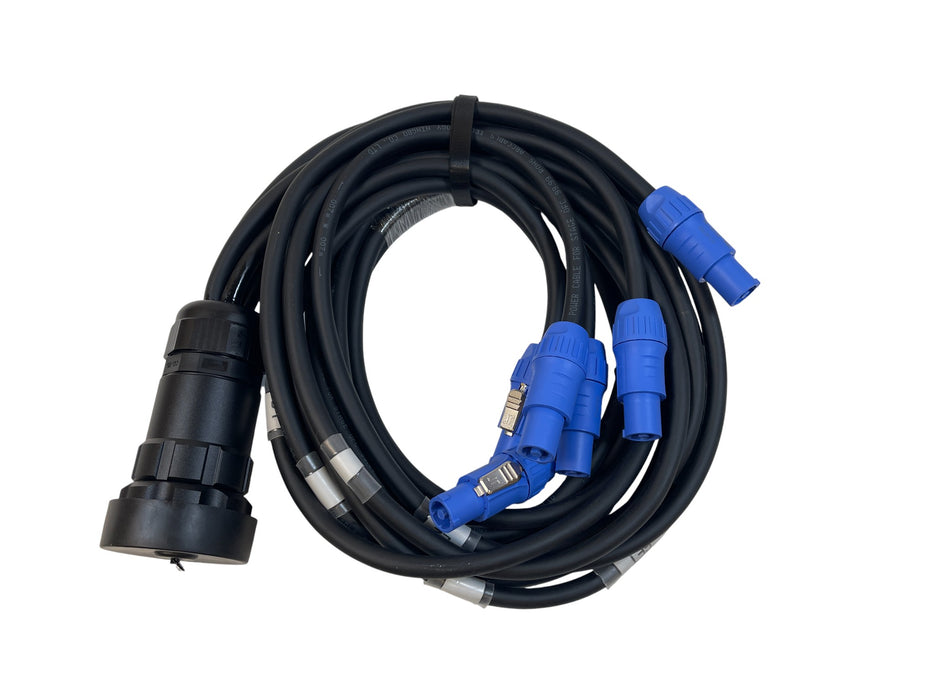 6ft SOCAPEX 19 PIN Male to 6 Channel PowerCon Blue Breakout Power Cable. Stock number: AC3