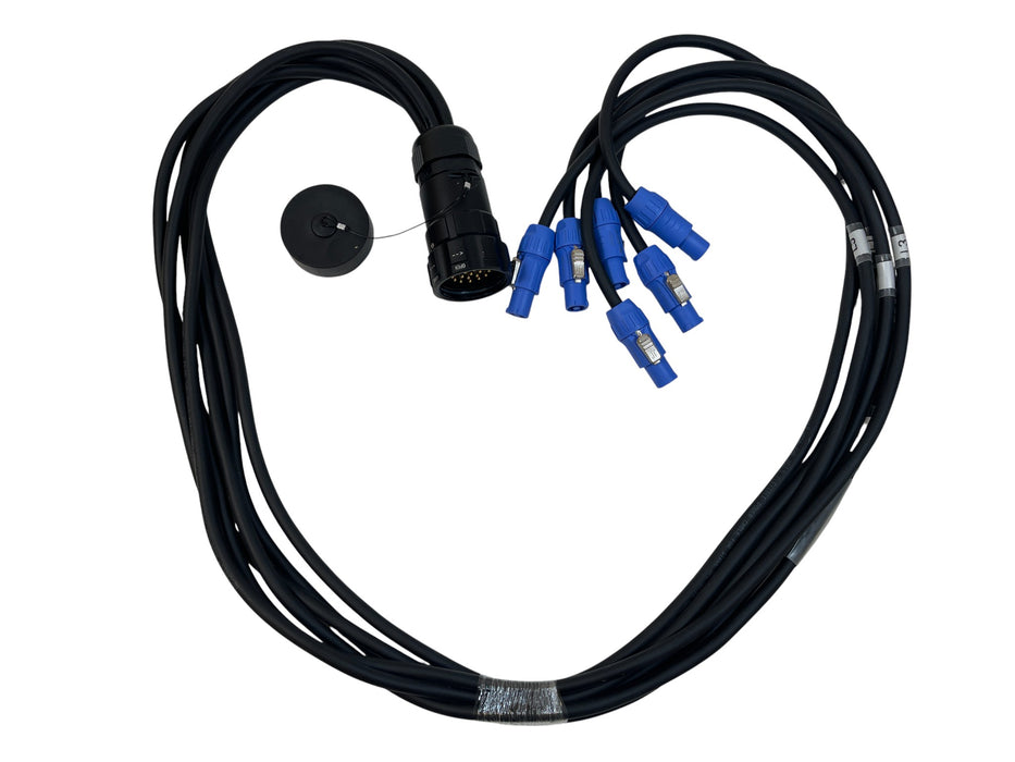 6ft SOCAPEX 19 PIN Male to 6 Channel PowerCon Blue Breakout Power Cable. Stock number: AC3