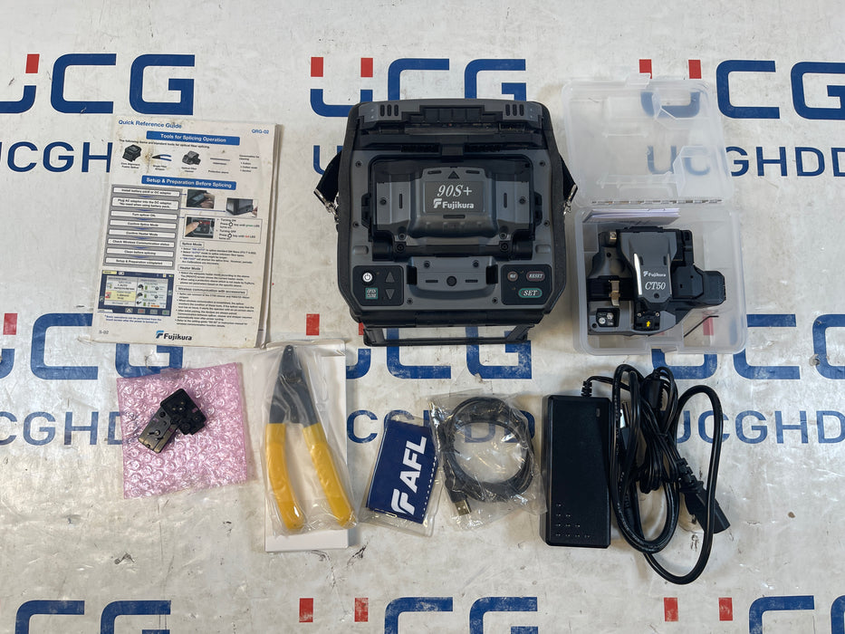 Used Fujikura FSM-90S+ Fusion Splicer w/CT-50 cleaver. Stock number: FJ90SP