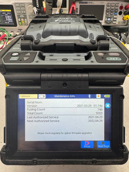 Used Fujikura FSM-90S+ Fusion Splicer w/CT-50 cleaver. Stock number: FJ90SP