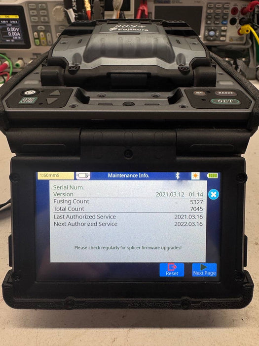 Used Fujikura FSM-90S+ Fusion Splicer w/CT-50 cleaver. Stock number: FJ91S