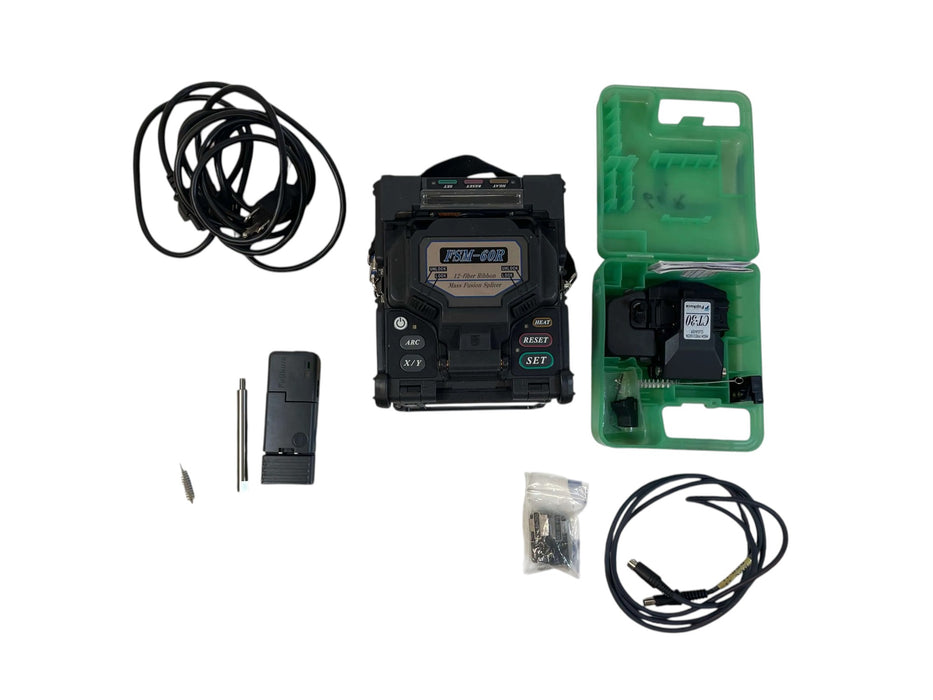 Used Fujikura FSM-60R Fusion Splicer w/CT-30 cleaver. Stock number: FJ60R