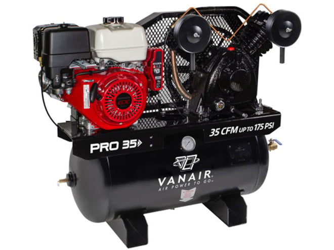 Vanair PRO 35 Series Gas Powered Single Stage Piston Air Compressor (New). Stock Number: VAN35