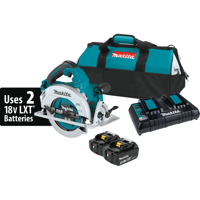 New Makita XSH06PT 36V LXT Lithium-Ion Brushless Cordless 7-1/4” Circular Saw Kit. Stock number: MK7