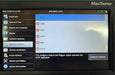 MaxTester device screen showing software options including iOLM for optical link mapping and testing