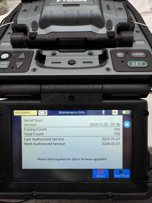 Used Fujikura FSM-90R Fusion Splicer w/CT-50 cleaver. Stock number: FJ90R