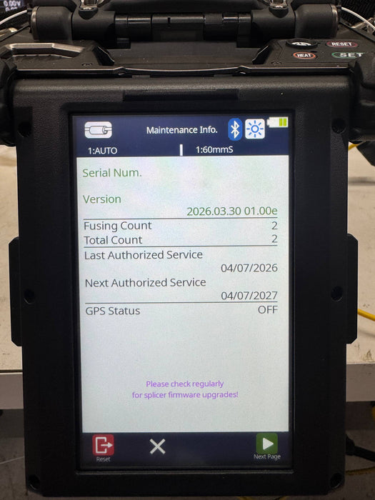 Fujikura FSM-100S Fusion Splicer w/CT-60 cleaver (Mint condition). Stock number: FJ100S